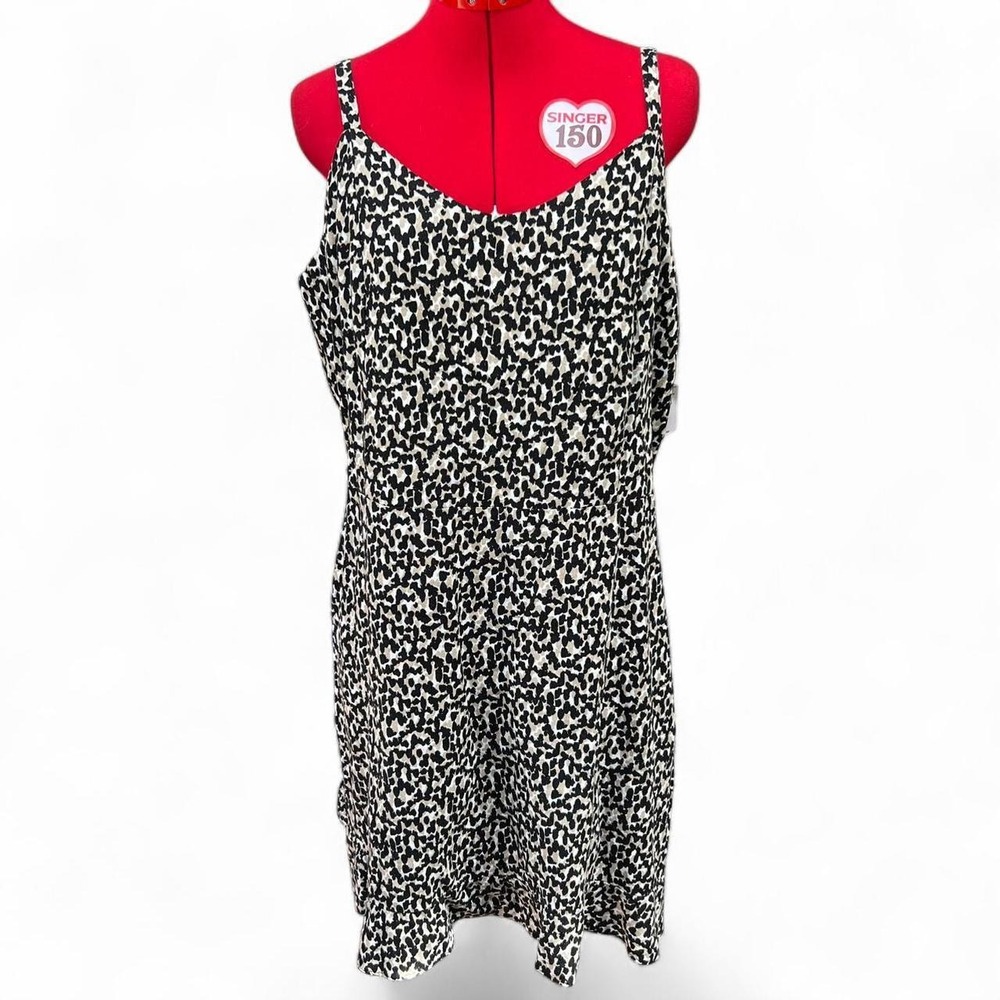 Old Navy Black & Brown Animal Print Linen Blend Cami Dress Size XXL